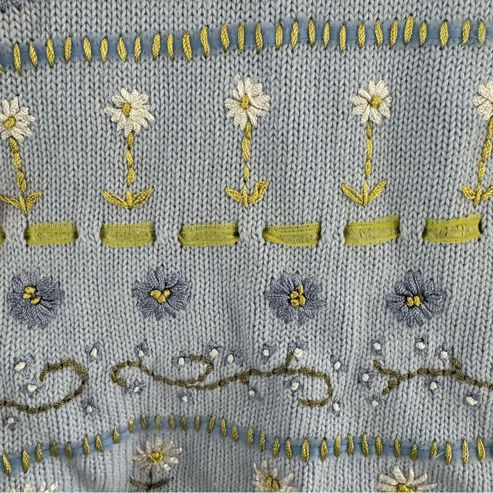 Vintage Women’s Deane & White Embroidered Floral Cardigan Button Front Sweater - Picture 5 of 7